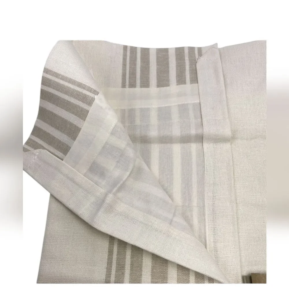 Pottery Barn Riviera Stripe 1 Panel Drape Linen Lined Sandalwood 50x108